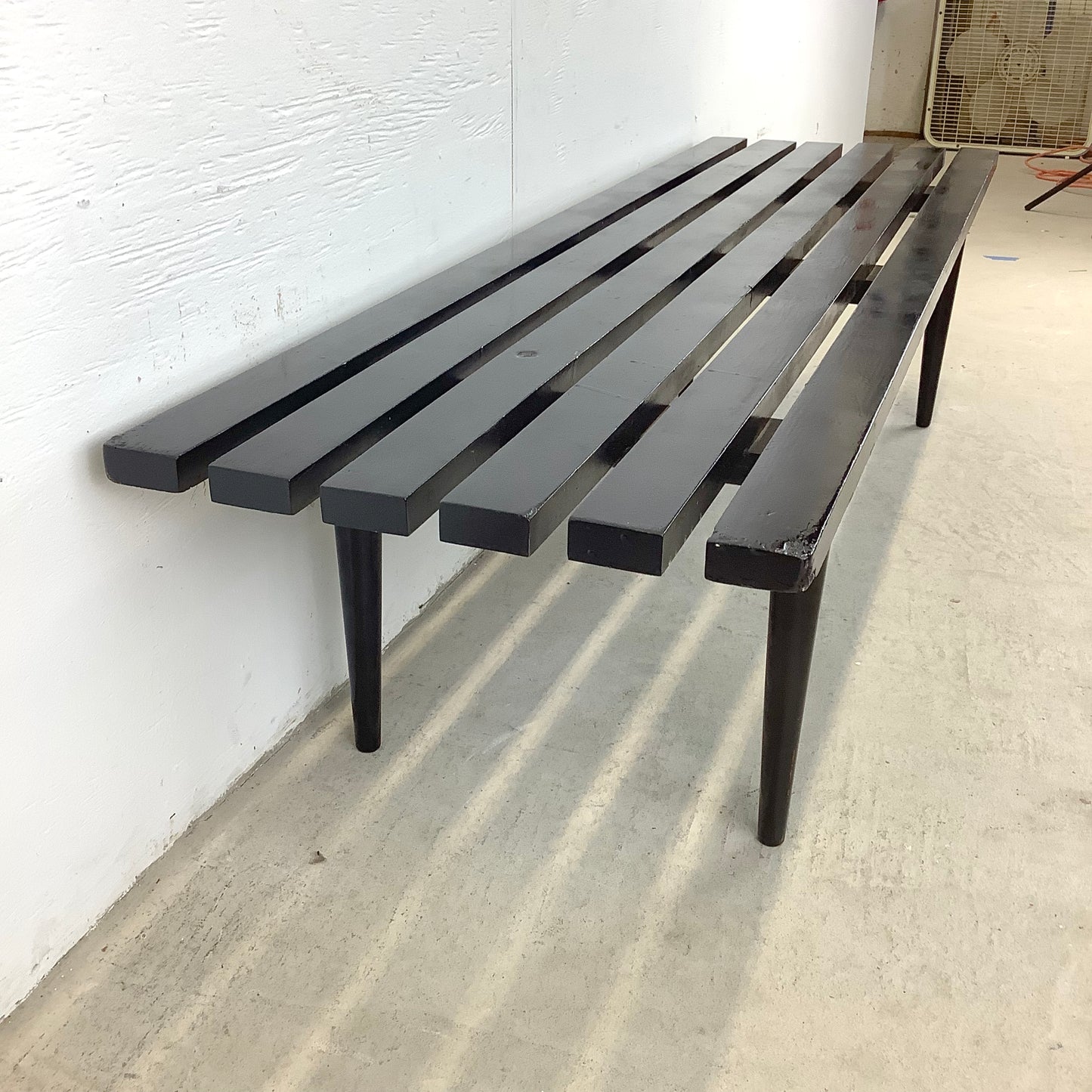 Vintage Modern Black Slat Coffee Table or Bench