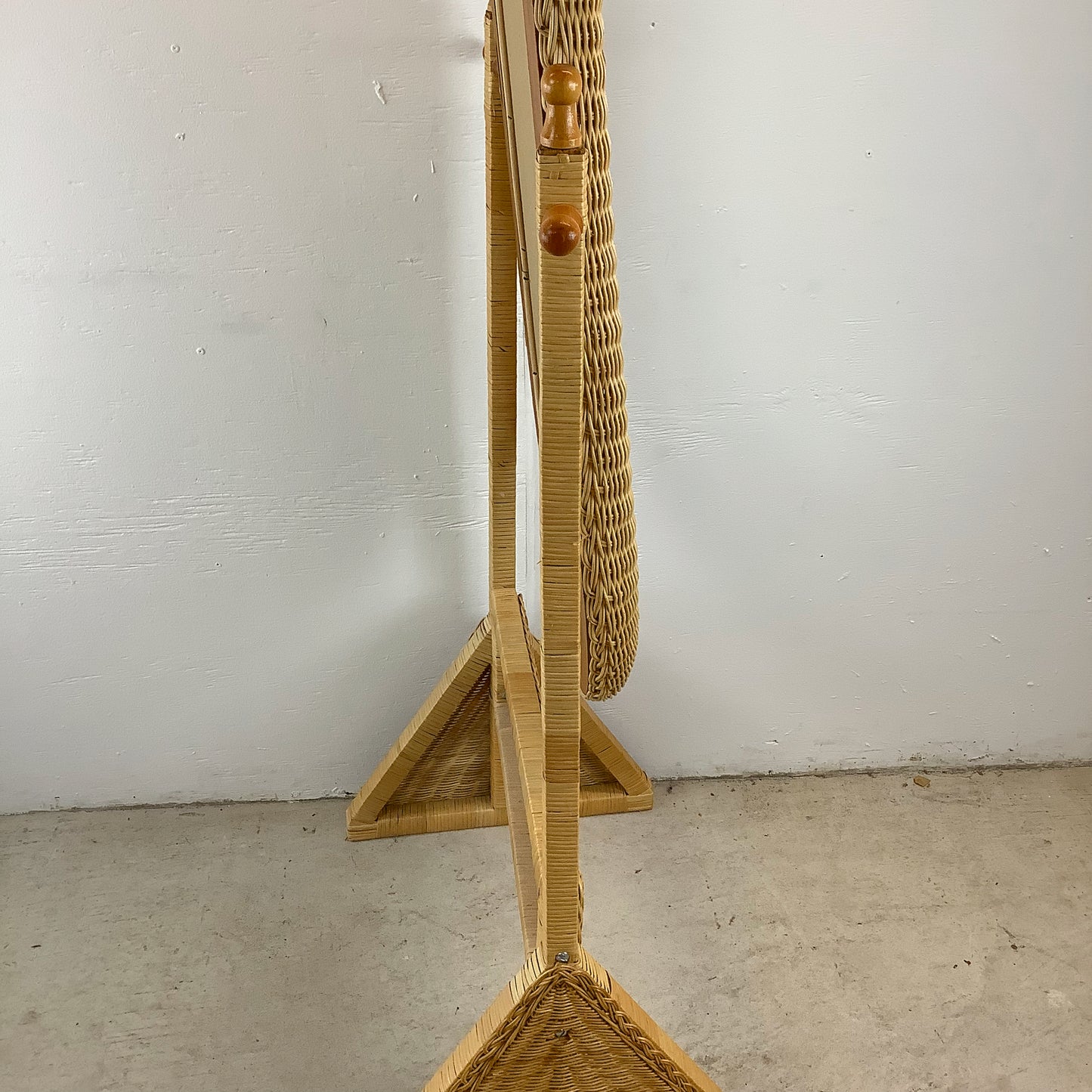 Vintage Wicker Cheval Style Floor Mirror