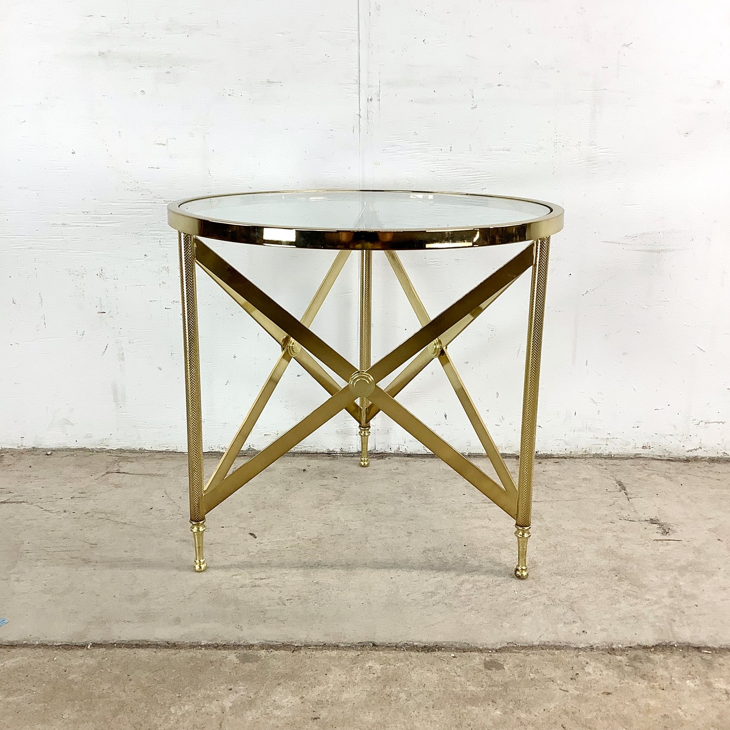 Maison Jansen Inspired Brass & Glass Side Table