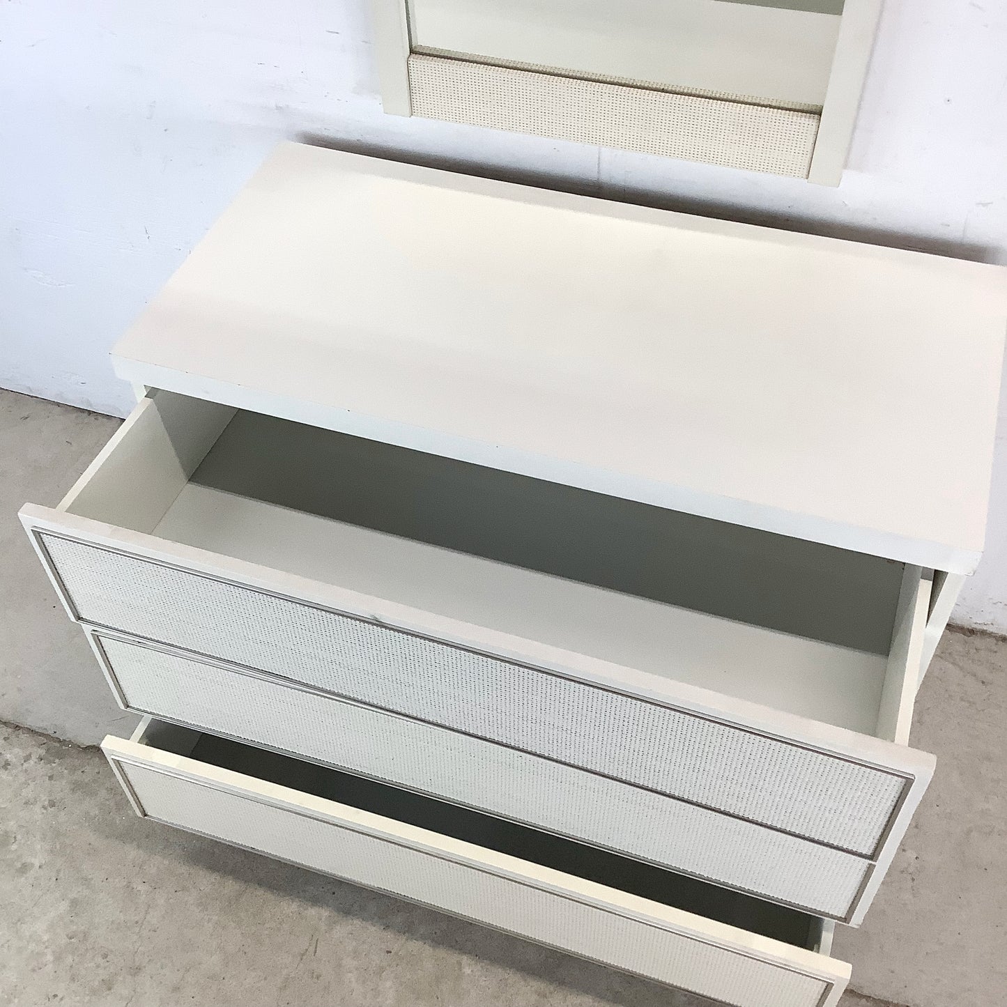 Vintage Modern Three Drawer Dresser With Mirror