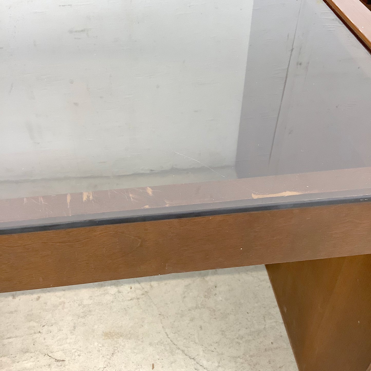 Pair Brutalist Modern Glass Top End Tables