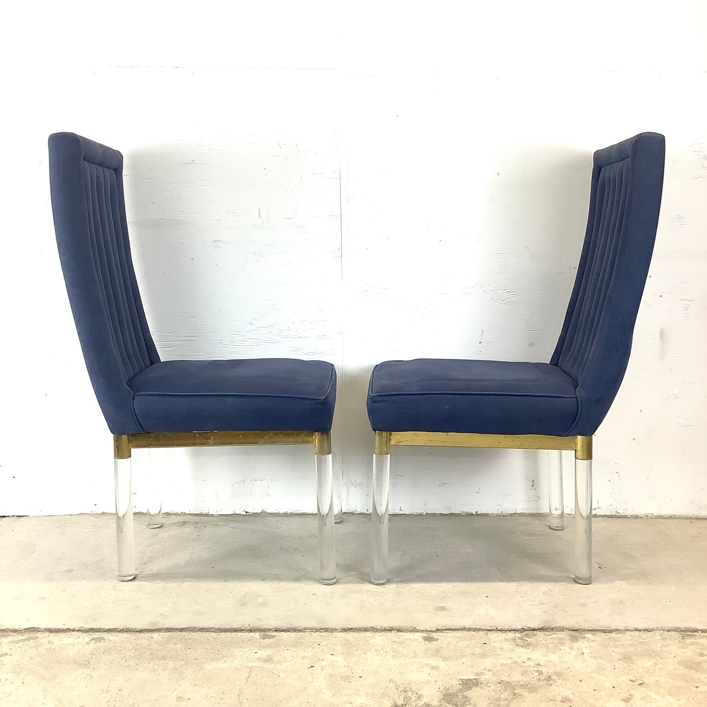 Vintage Modern Dining Chairs w/ Lucite Legs by Charles Hollis Jones- Six
