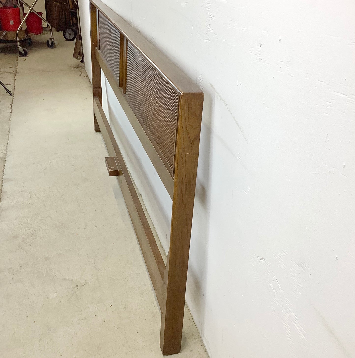 Mid-Century Walnut and Cane Headboard- King Size