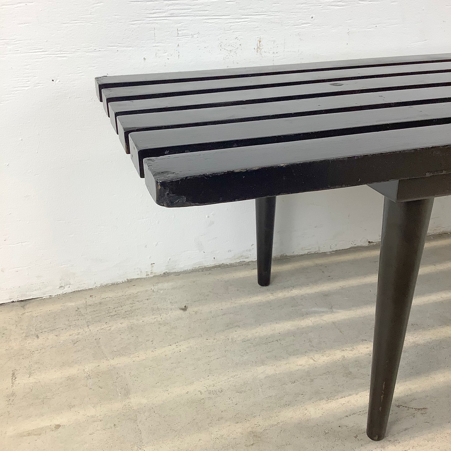 Vintage Modern Black Slat Coffee Table or Bench