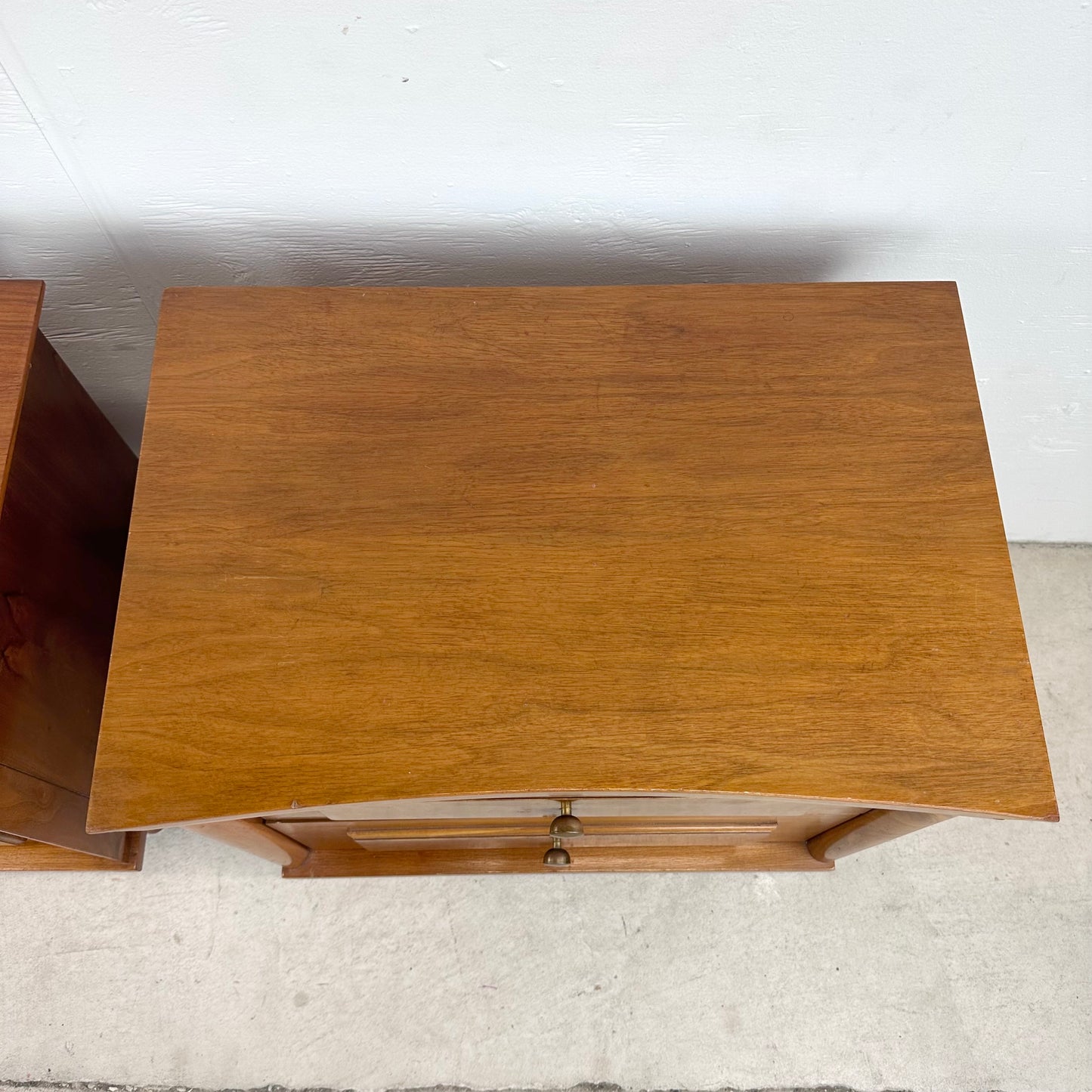 Mid-Century Two Drawer Nightstands with Drumstick Legs