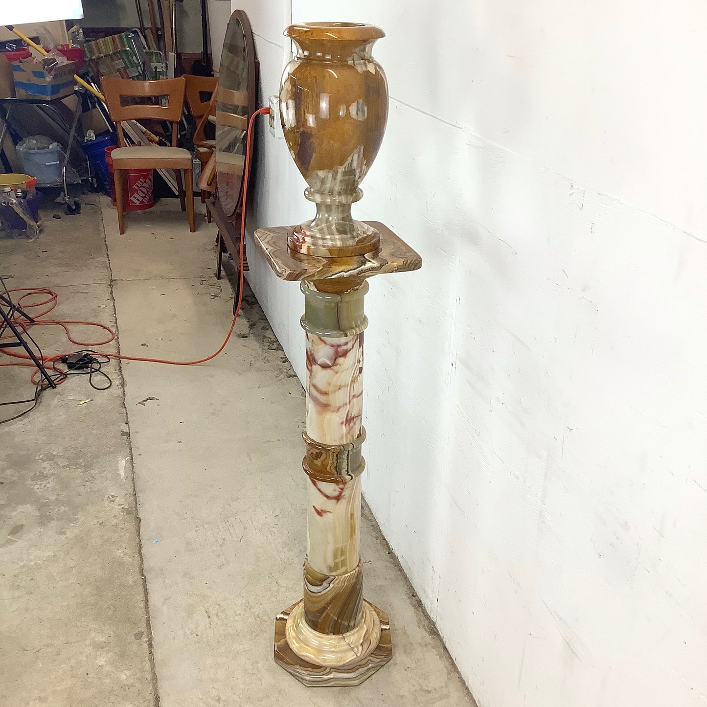 Vintage Column Pedestal with Vase