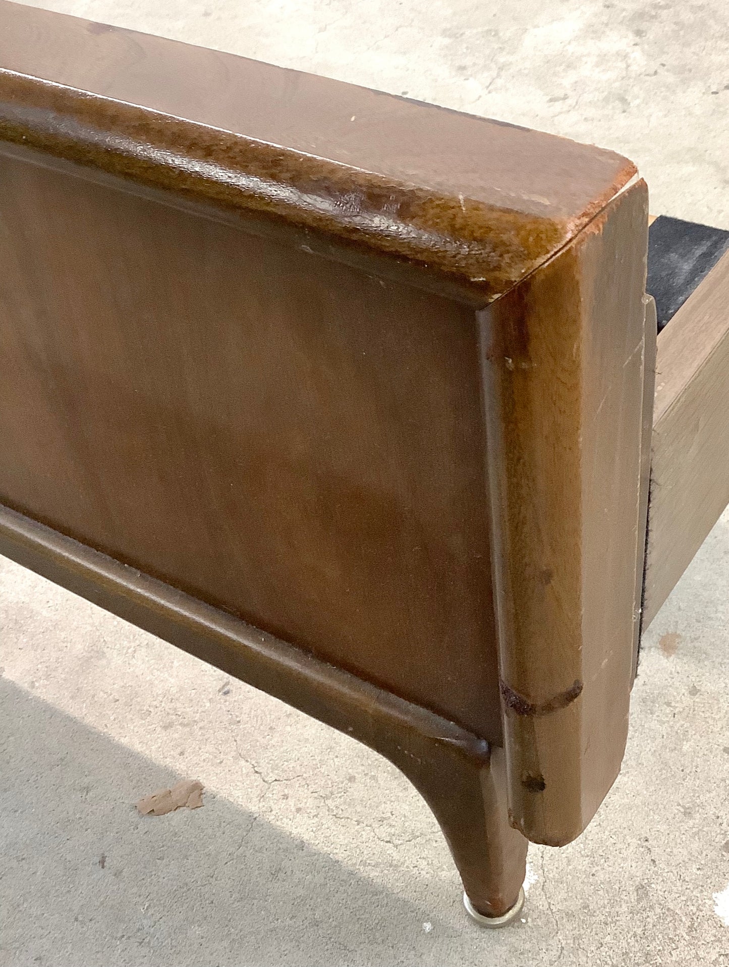 Mid-Century Walnut Diamond Front Bed Frame- Full