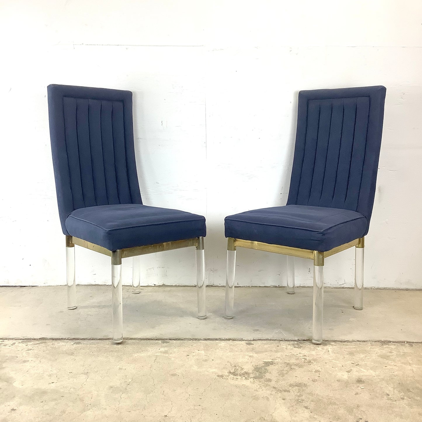Vintage Modern Dining Chairs w/ Lucite Legs by Charles Hollis Jones- Six