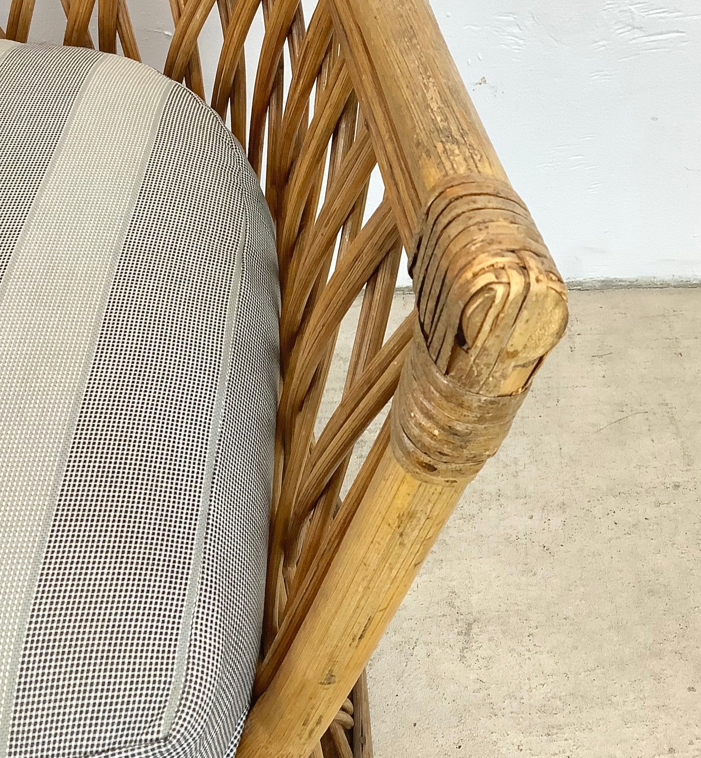 Vintage Split Reed Coastal Accent Chairs