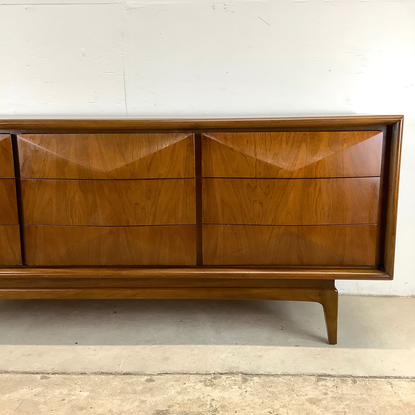 MCM Walnut Diamond Front Dresser by United Furniture