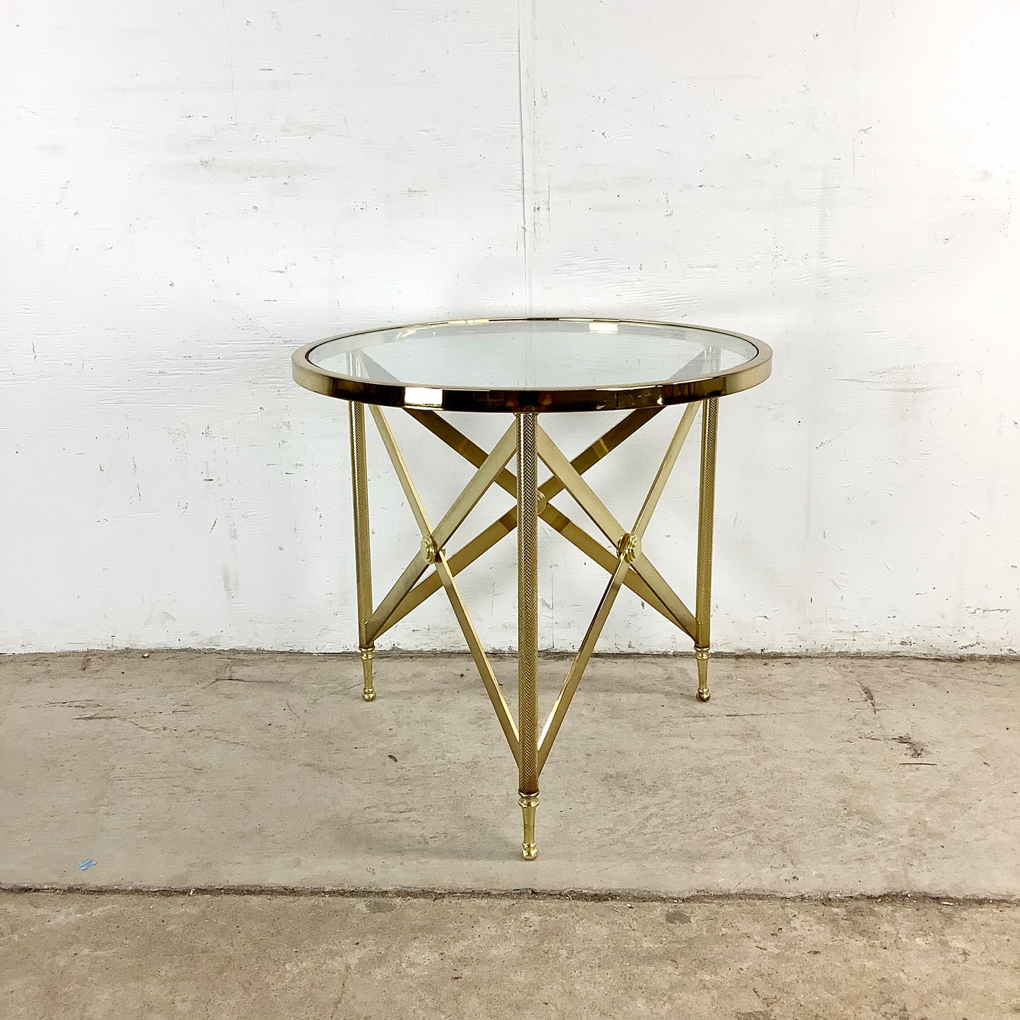 Maison Jansen Inspired Brass & Glass Side Table