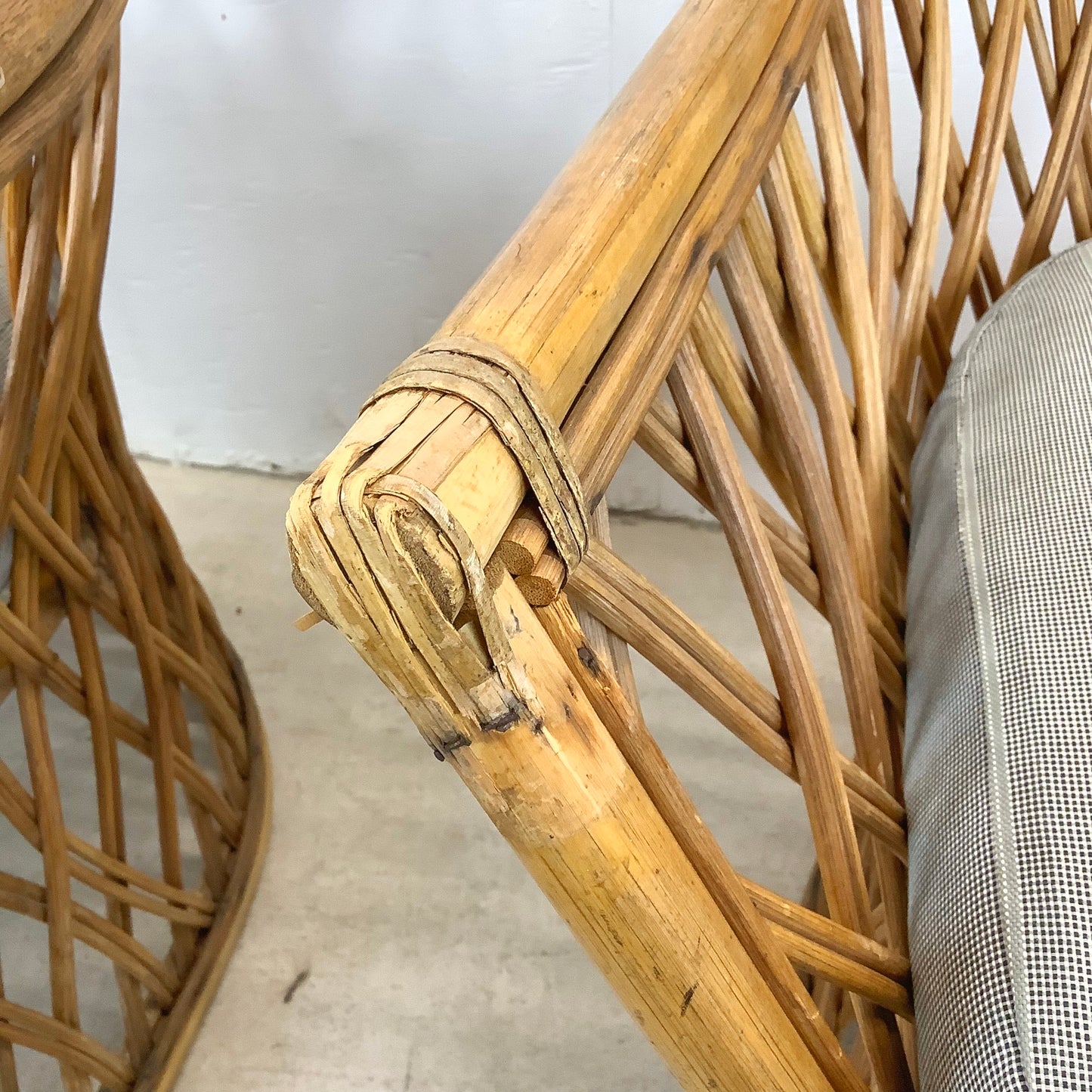 Vintage Split Reed Coastal Accent Chairs