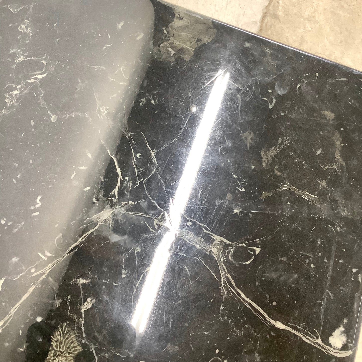 Nero Marquina Black Marble Square Side table