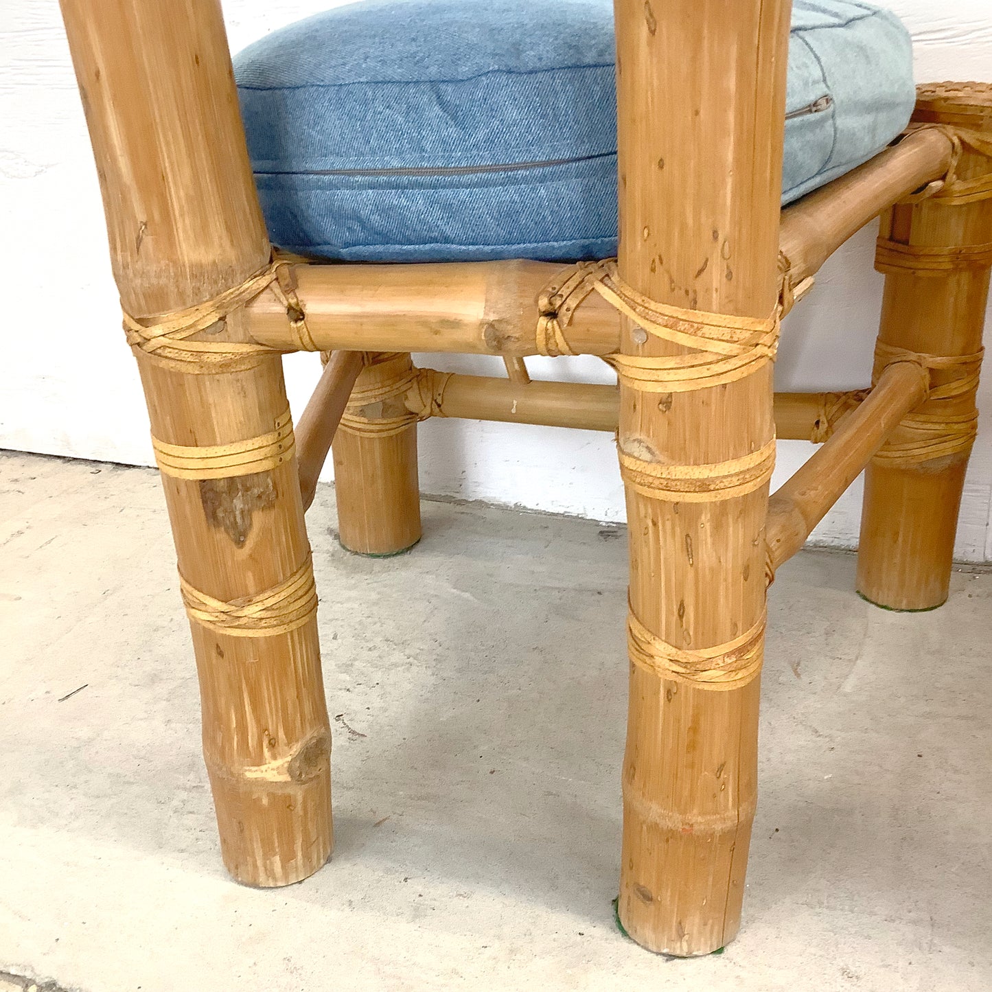 Pair Tall Boho Modern Bamboo Chairs