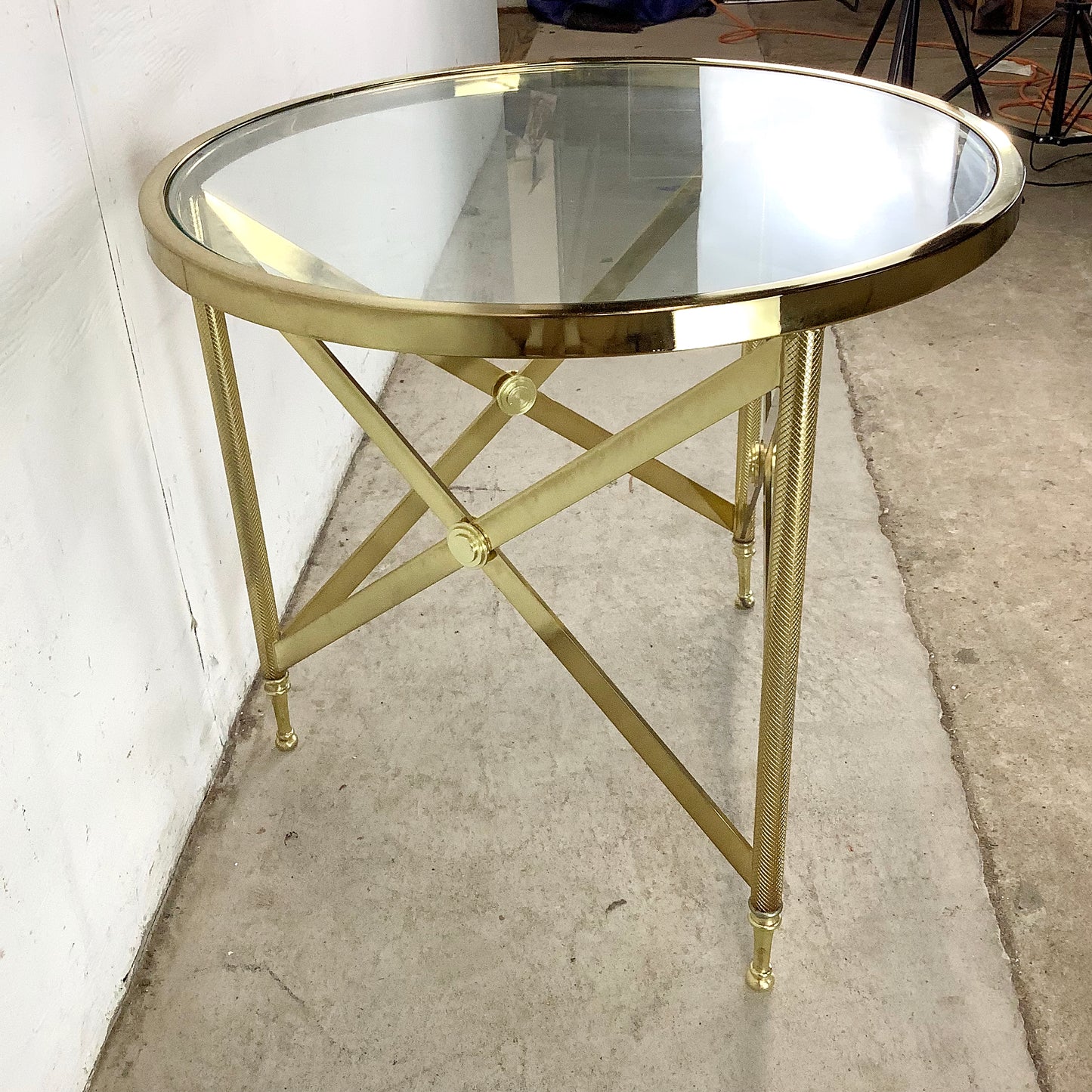 Maison Jansen Inspired Brass & Glass Side Table