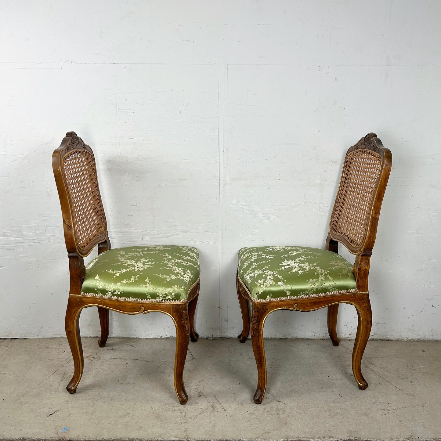 Pair Louis XV Style Side Chairs with Cane Backs