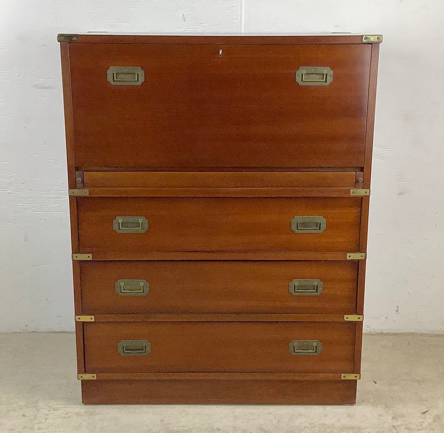 Vintage Campaign Dresser With Drop Front Desk by Doherty