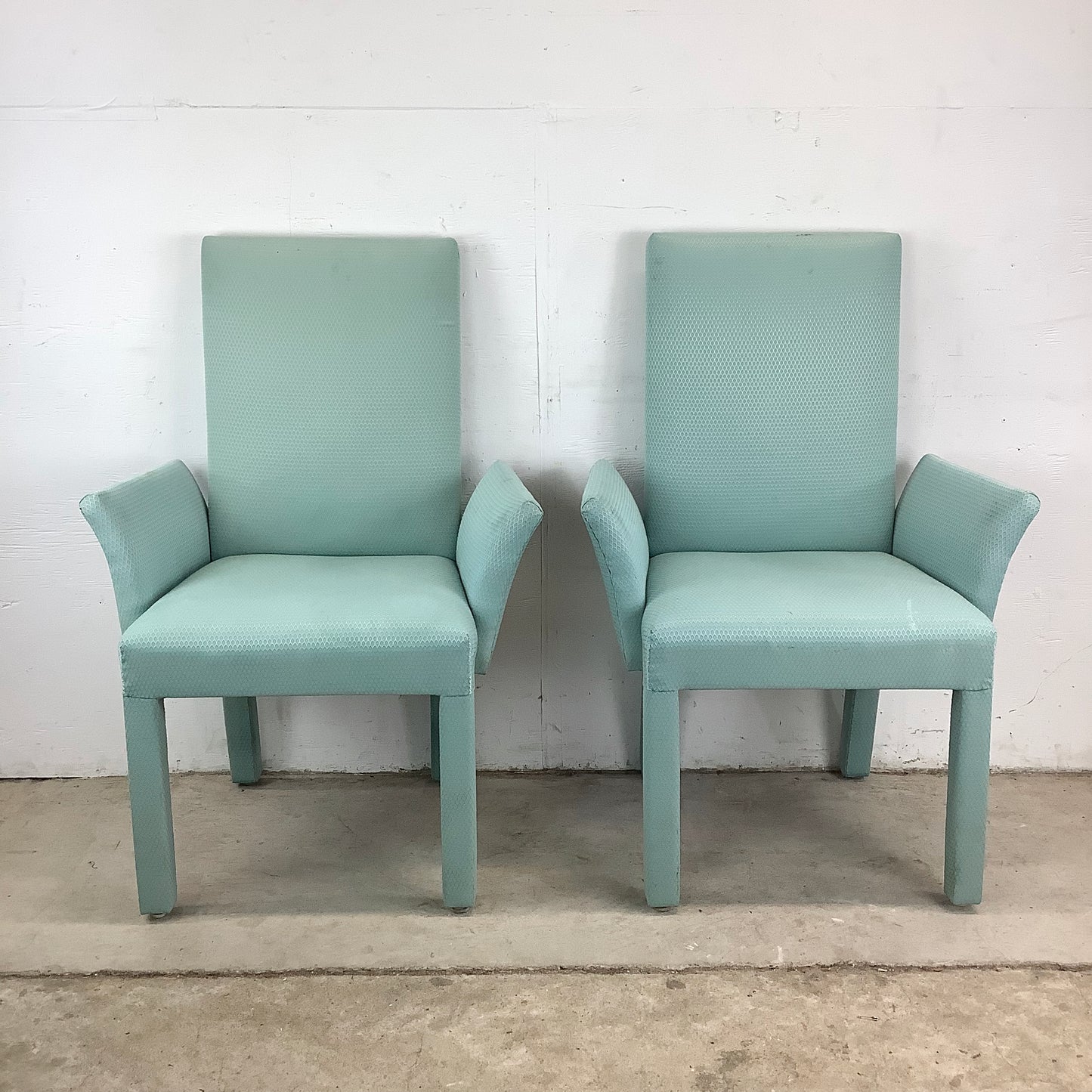 Sculptural Upholstered Armchairs – Vintage Pair