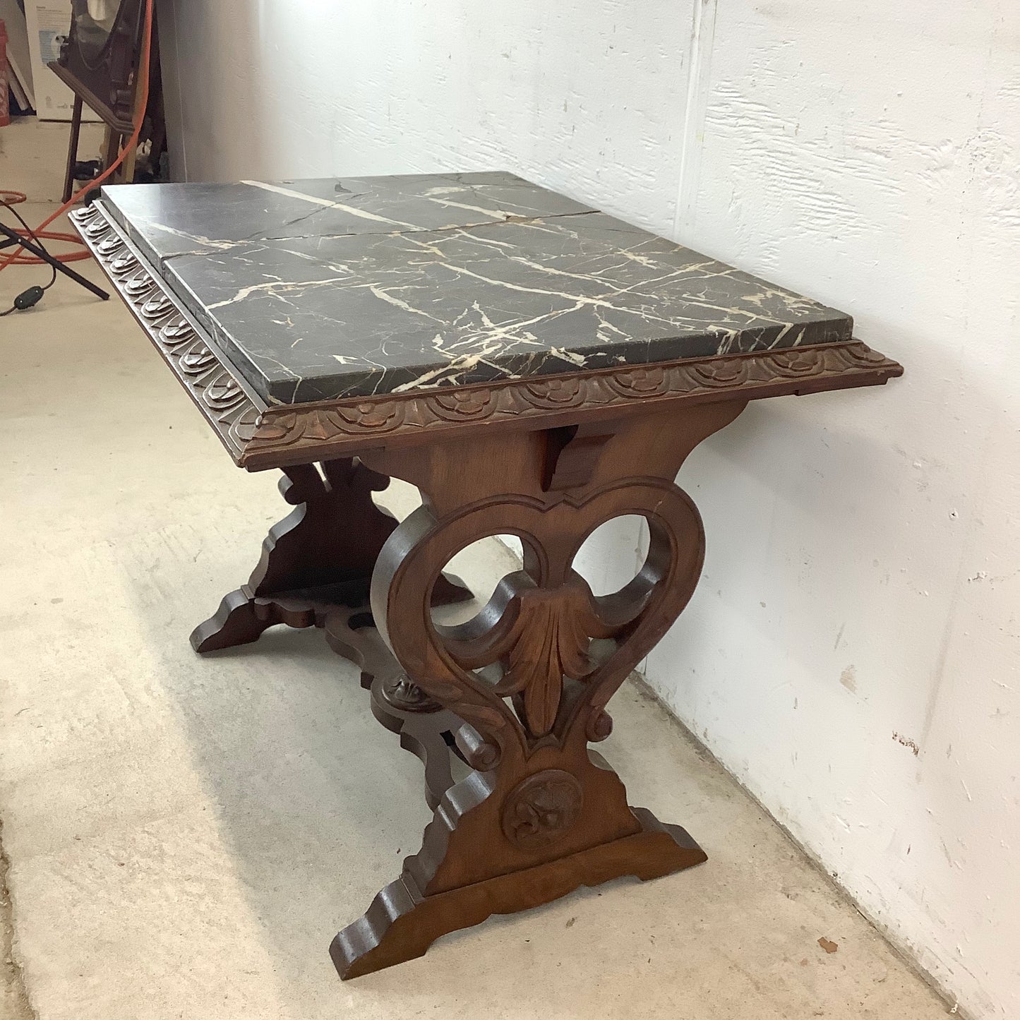 Small Antique Coffee Table With marble top