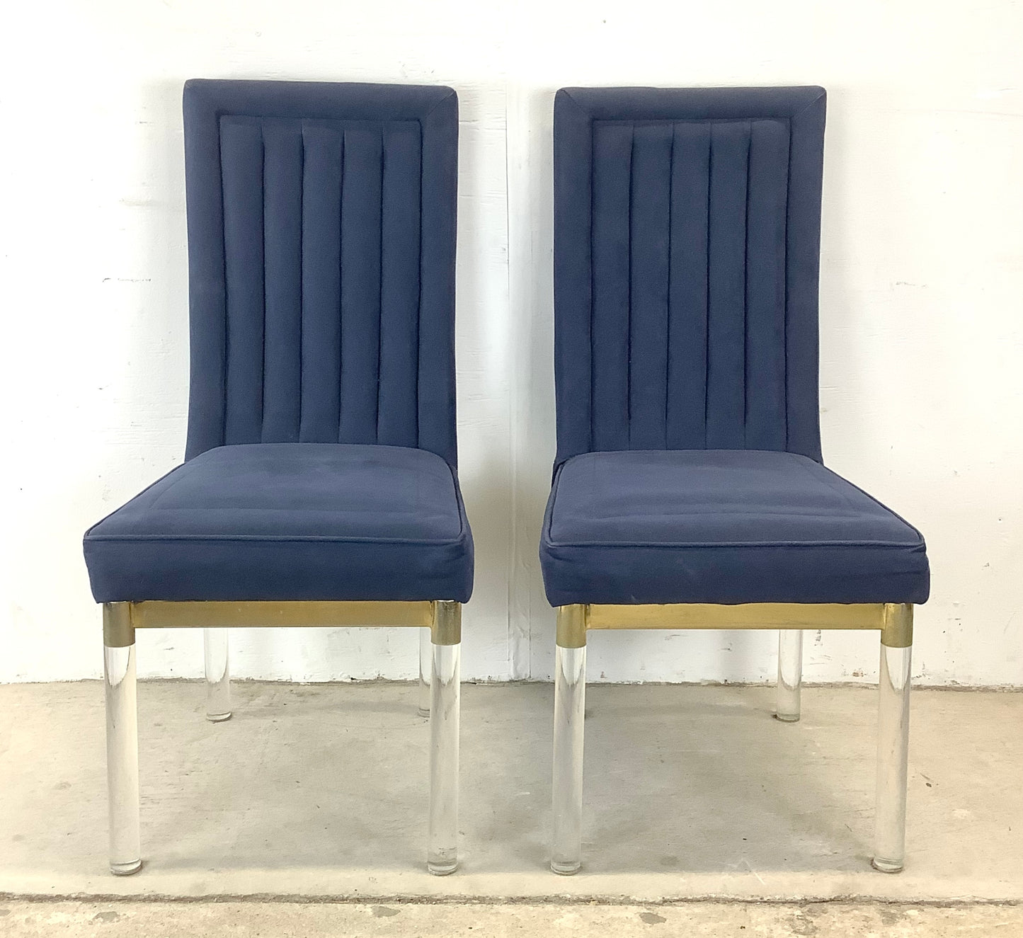 Vintage Modern Dining Chairs w/ Lucite Legs by Charles Hollis Jones- Six