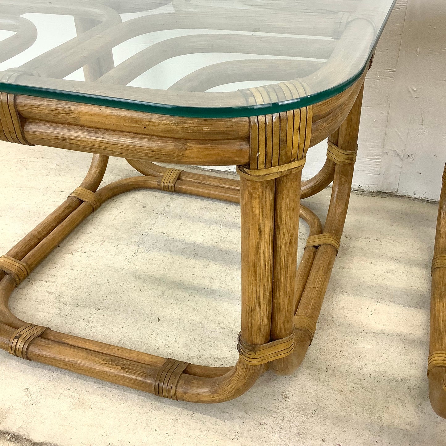 Pair Vintage Rattan End Tables