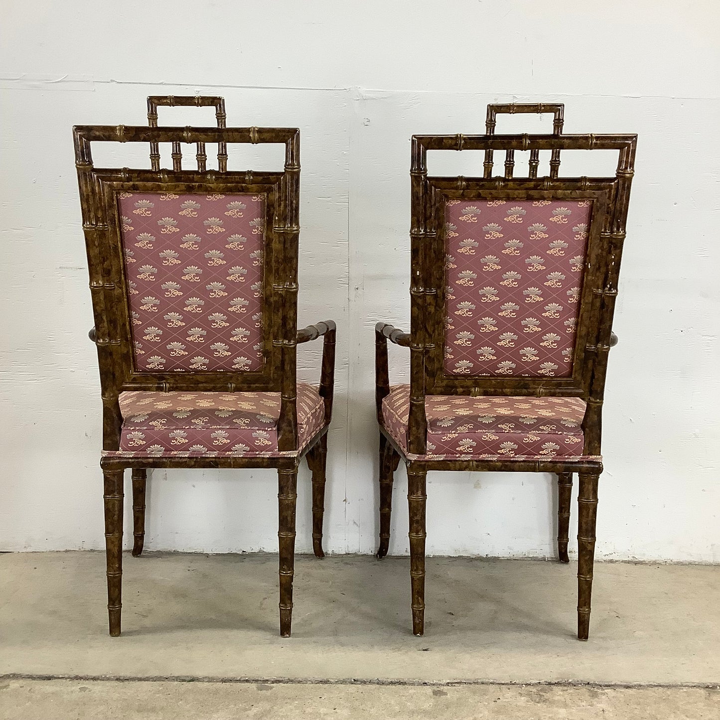 Vintage Regency Faux Bamboo Dining Chairs- set of Six