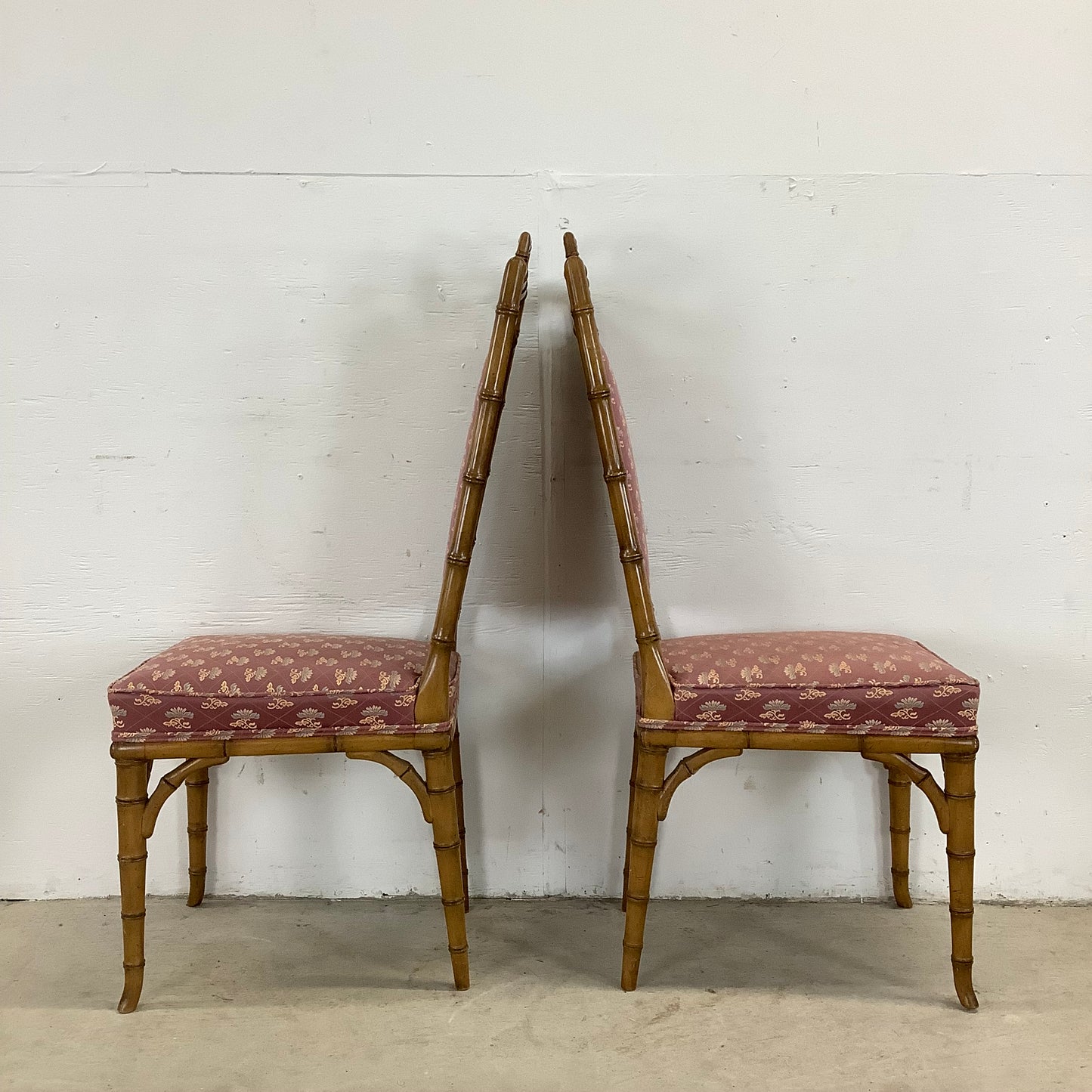Vintage Regency Faux Bamboo Dining Chairs- set of Six