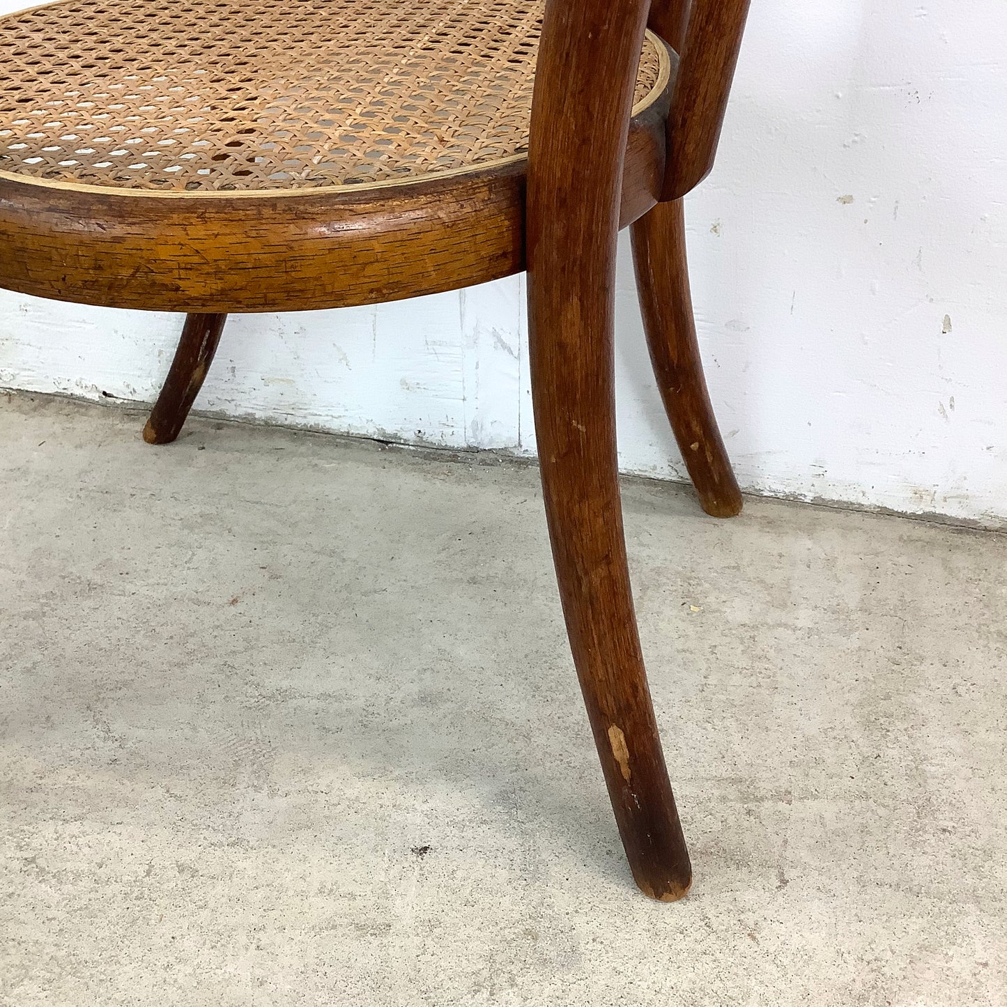Vintage Thonet Style Children's Armchair With Bentwood Frame and Cane Seat