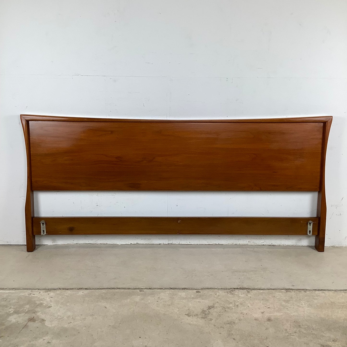 Sculptural MCM Walnut King Headboard