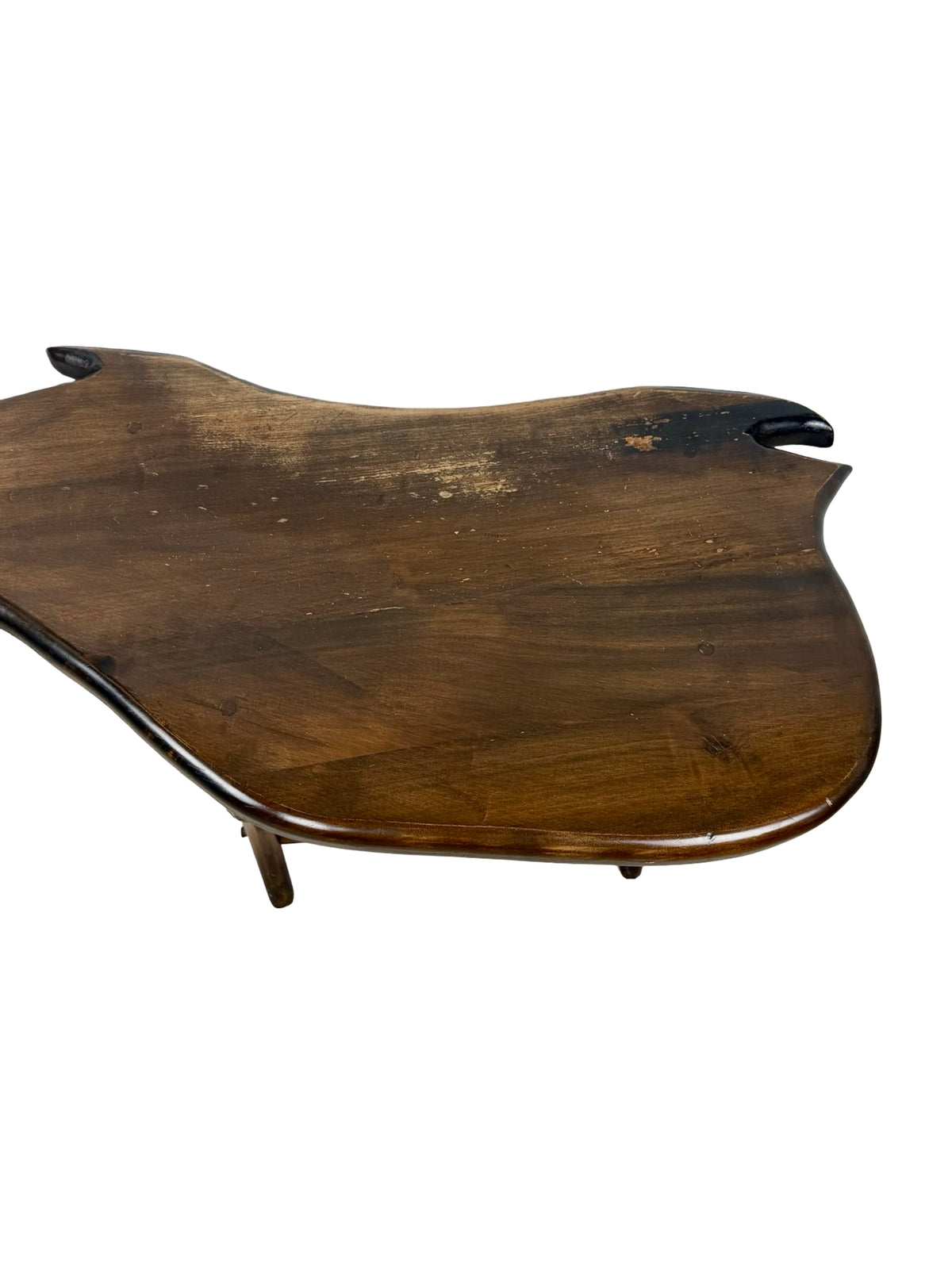 Vintage Folk Art Wooden Whale Shaped Coffee Table