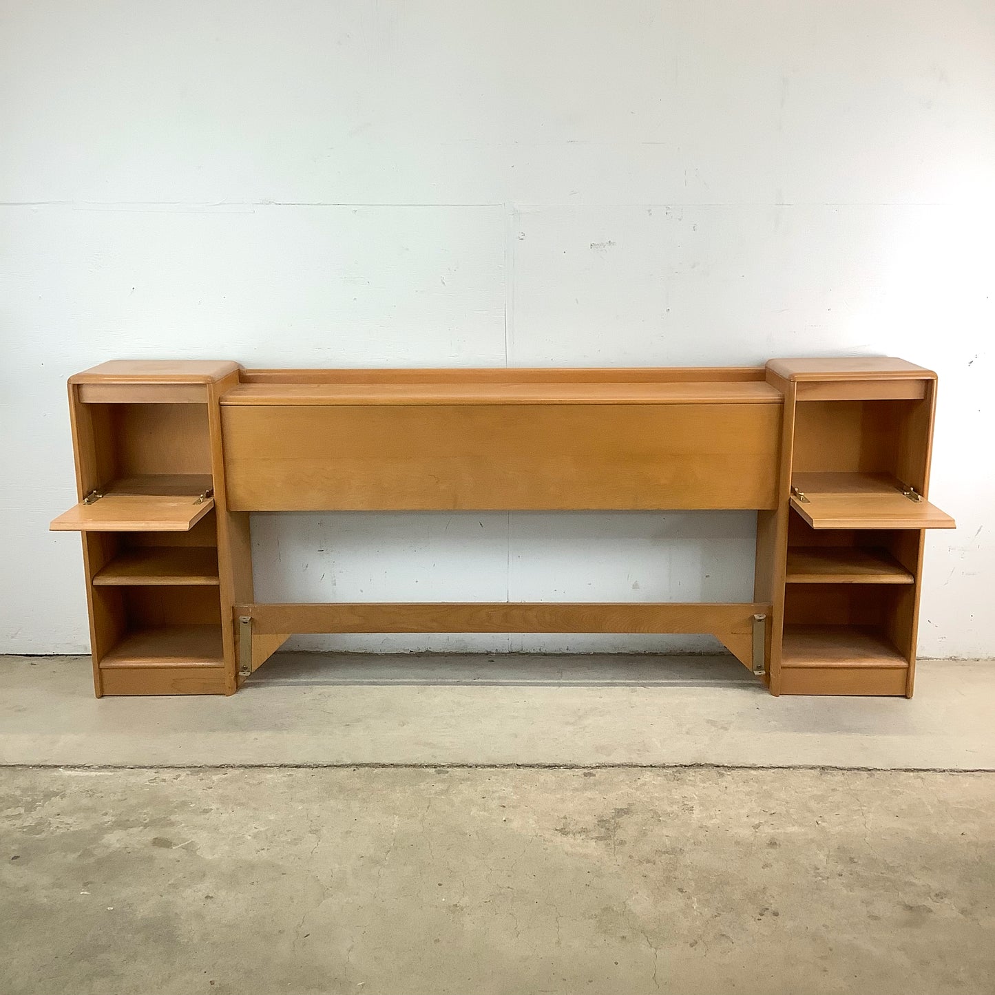 Vintage Storage Headboard With Built in Nightstands by Heywood-Wakefield