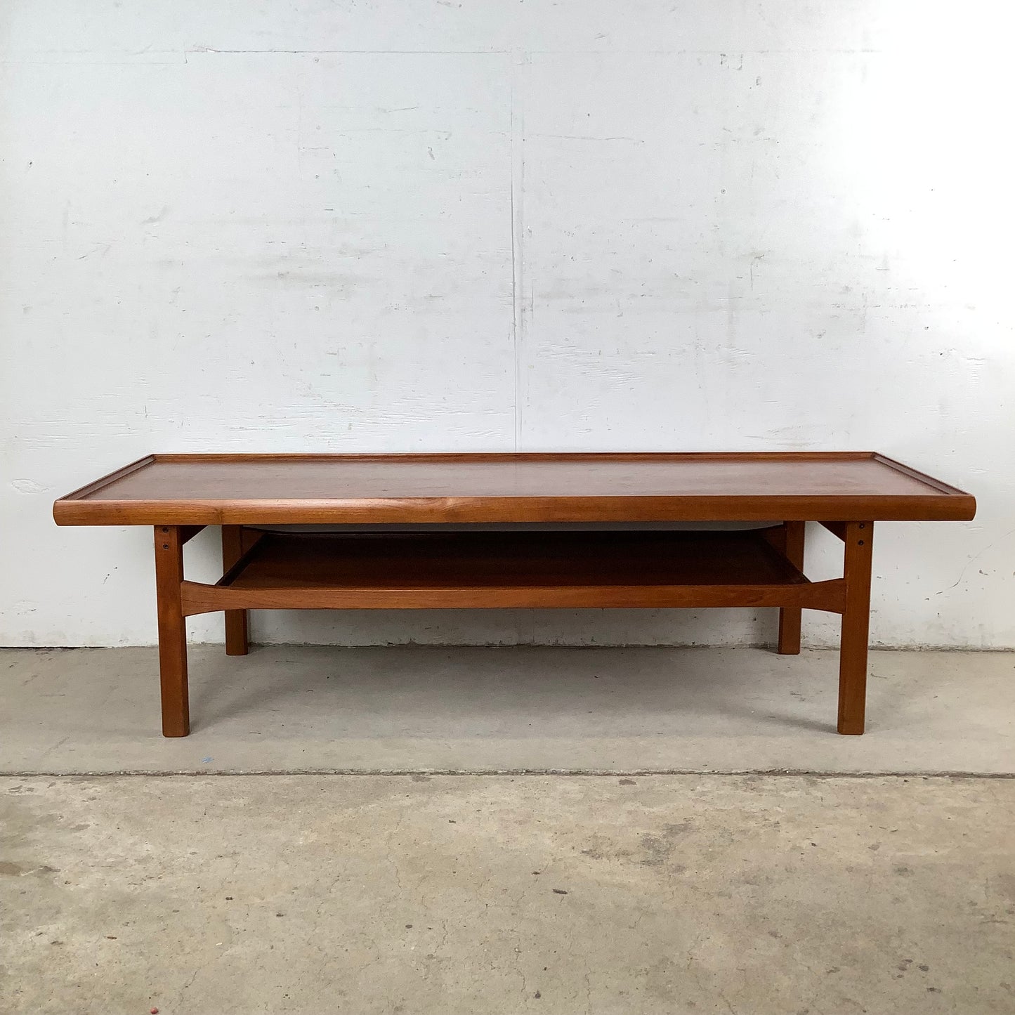 Scandinavian Modern Teak Raised Edge Coffee Table