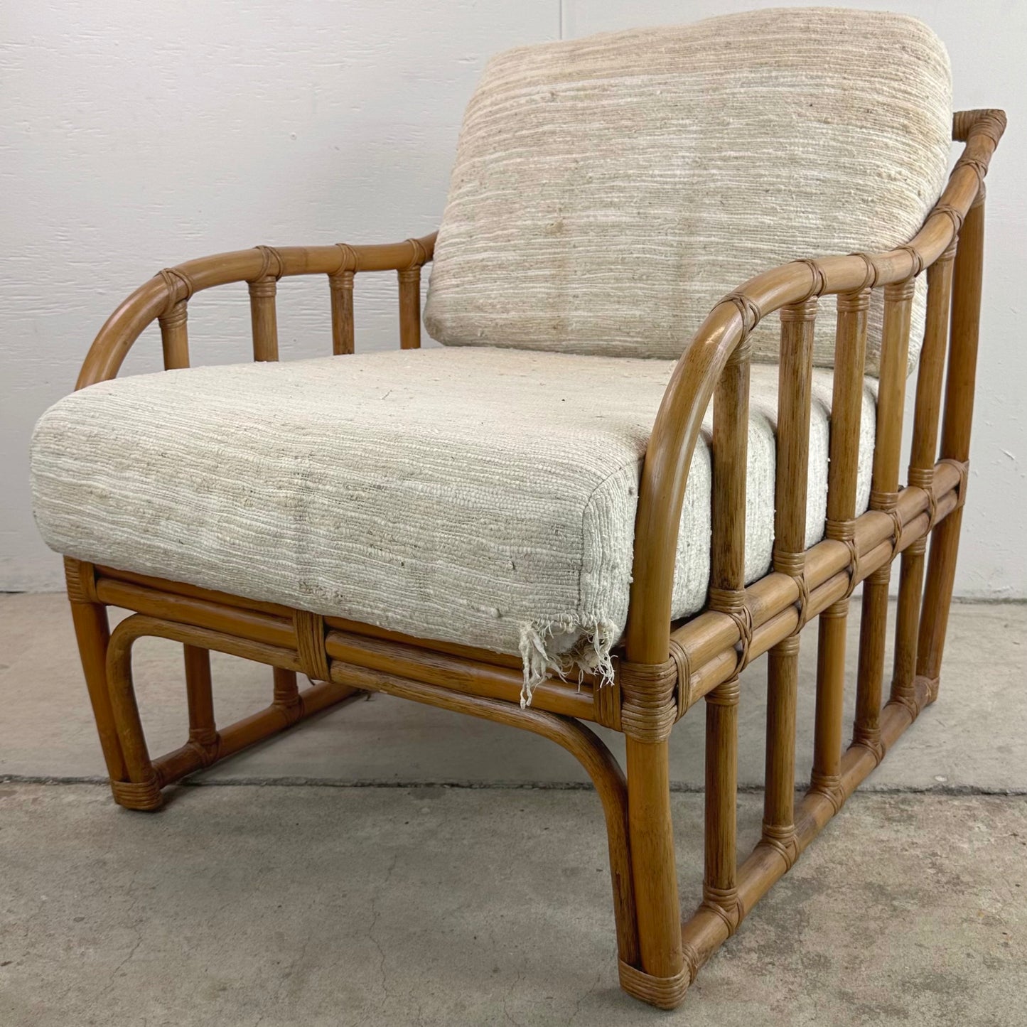 Vintage Coastal Rattan Armchair by Ficks Reed