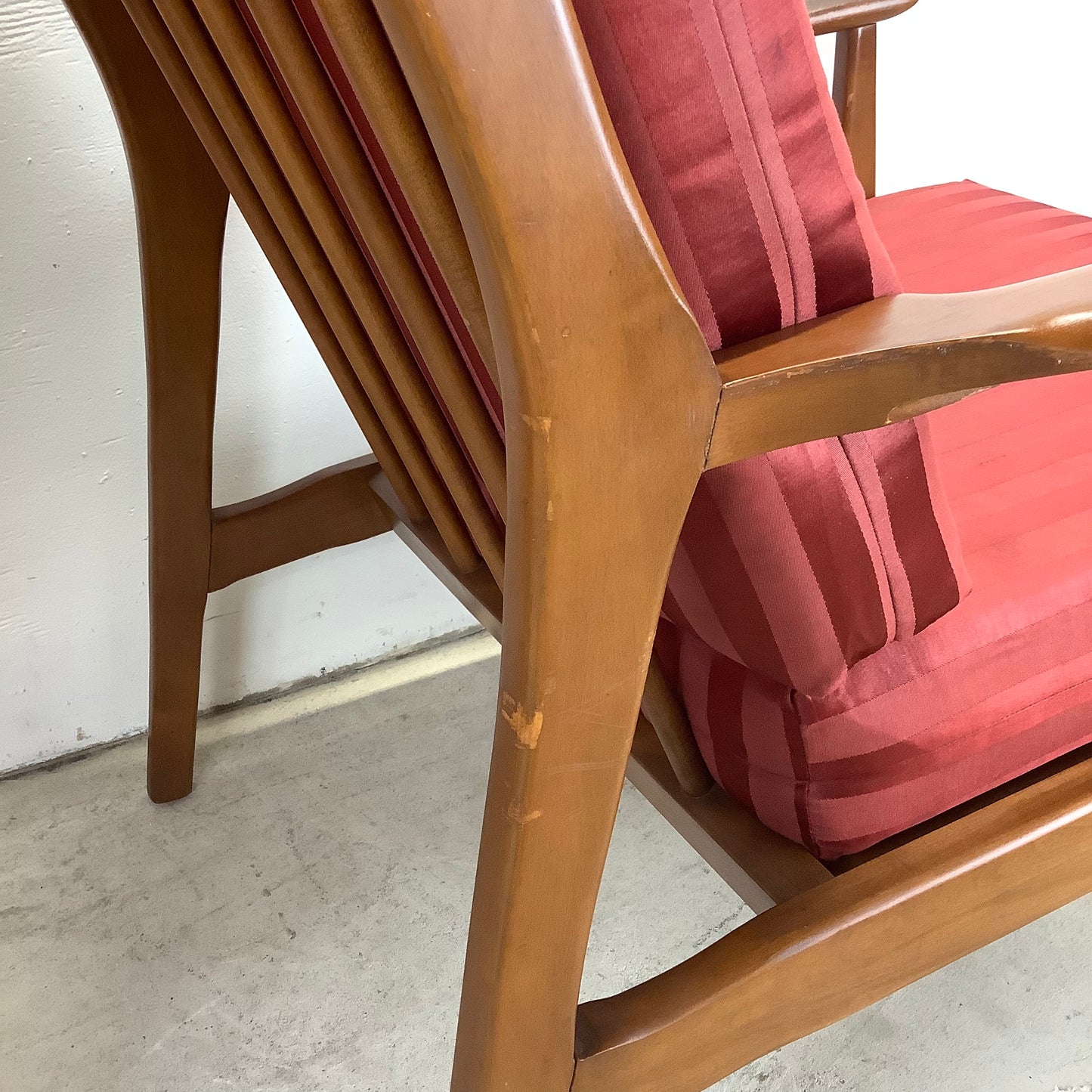 Pair Mid-Century Walnut Frame Lounge Chairs