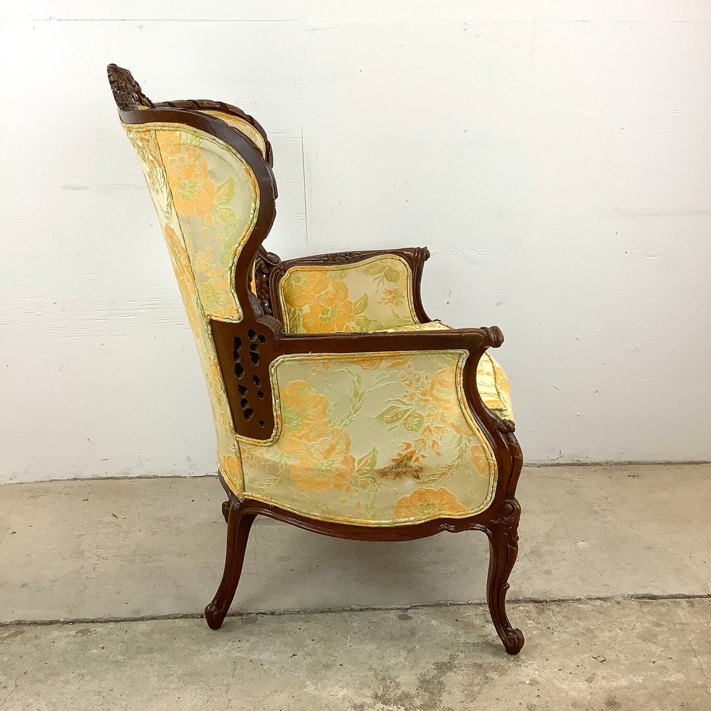 Vintage Louis XV Style Wingback Armchair