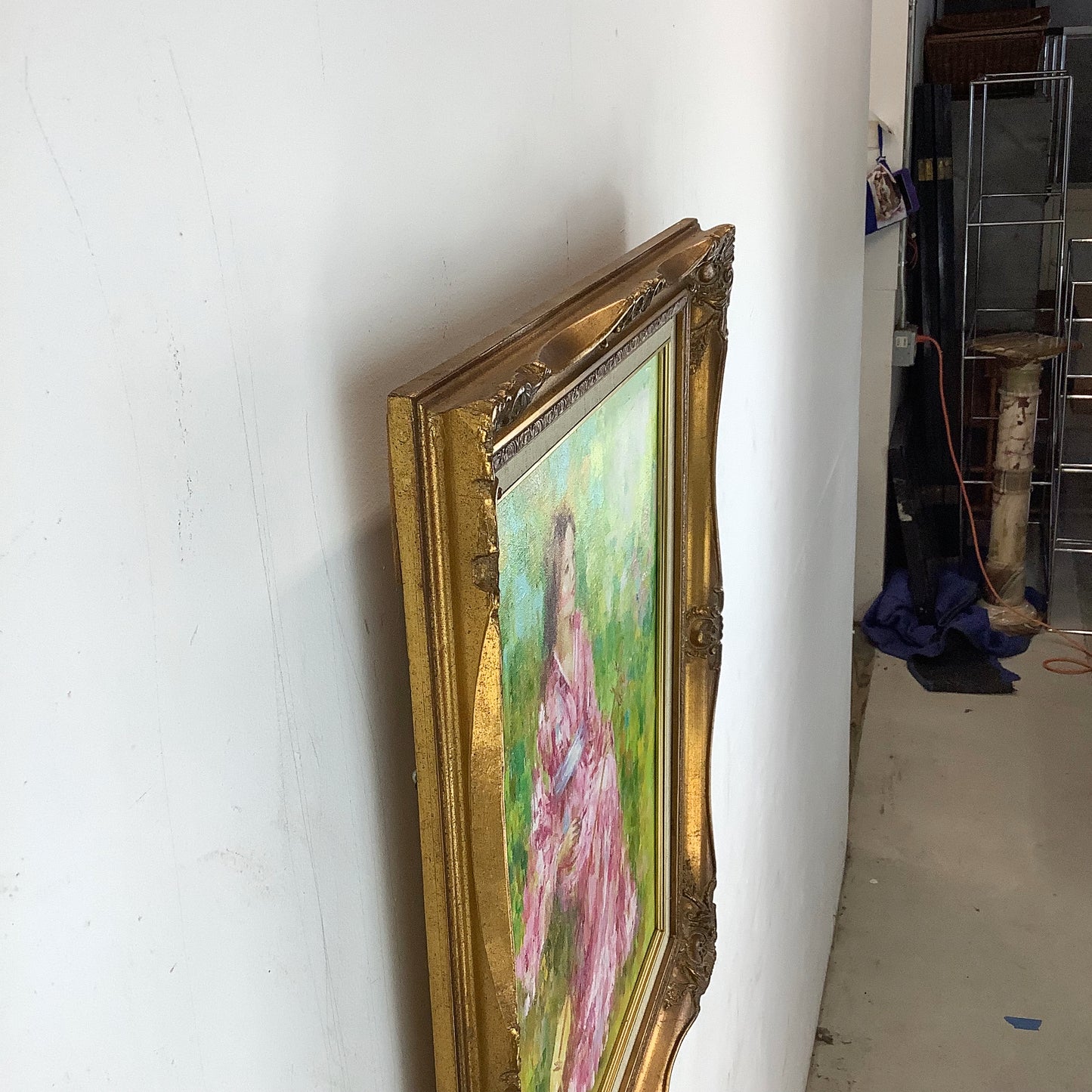 Original Vintage Oil by Karin Schaefers – Woman in Pink Kimono