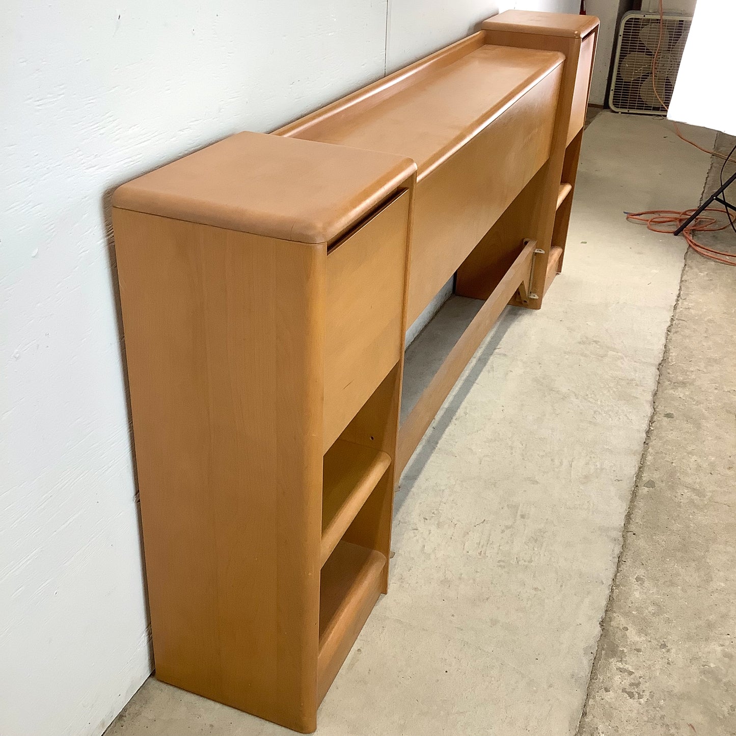 Vintage Storage Headboard With Built in Nightstands by Heywood-Wakefield