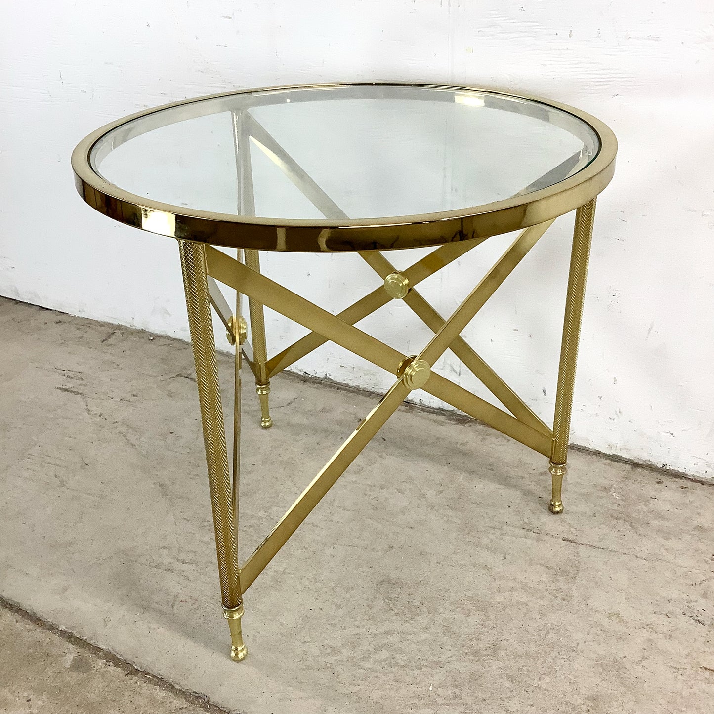 Maison Jansen Inspired Brass & Glass Side Table