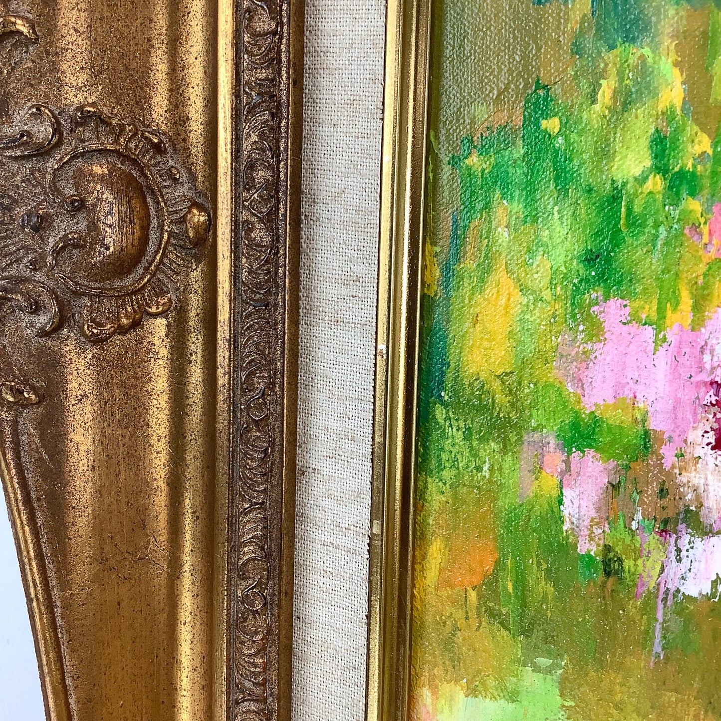 Original Vintage Oil by Karin Schaefers – Woman in Pink Kimono