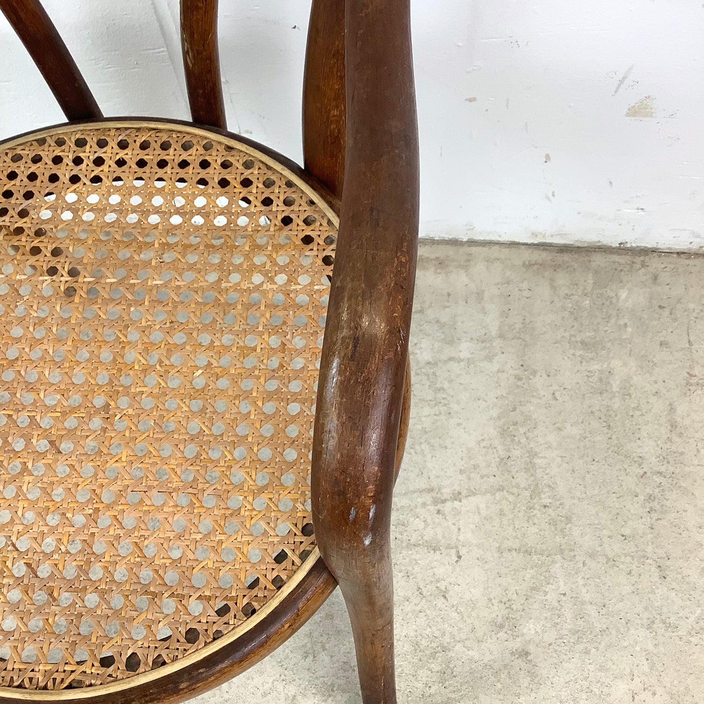 Vintage Thonet Style Children's Armchair With Bentwood Frame and Cane Seat
