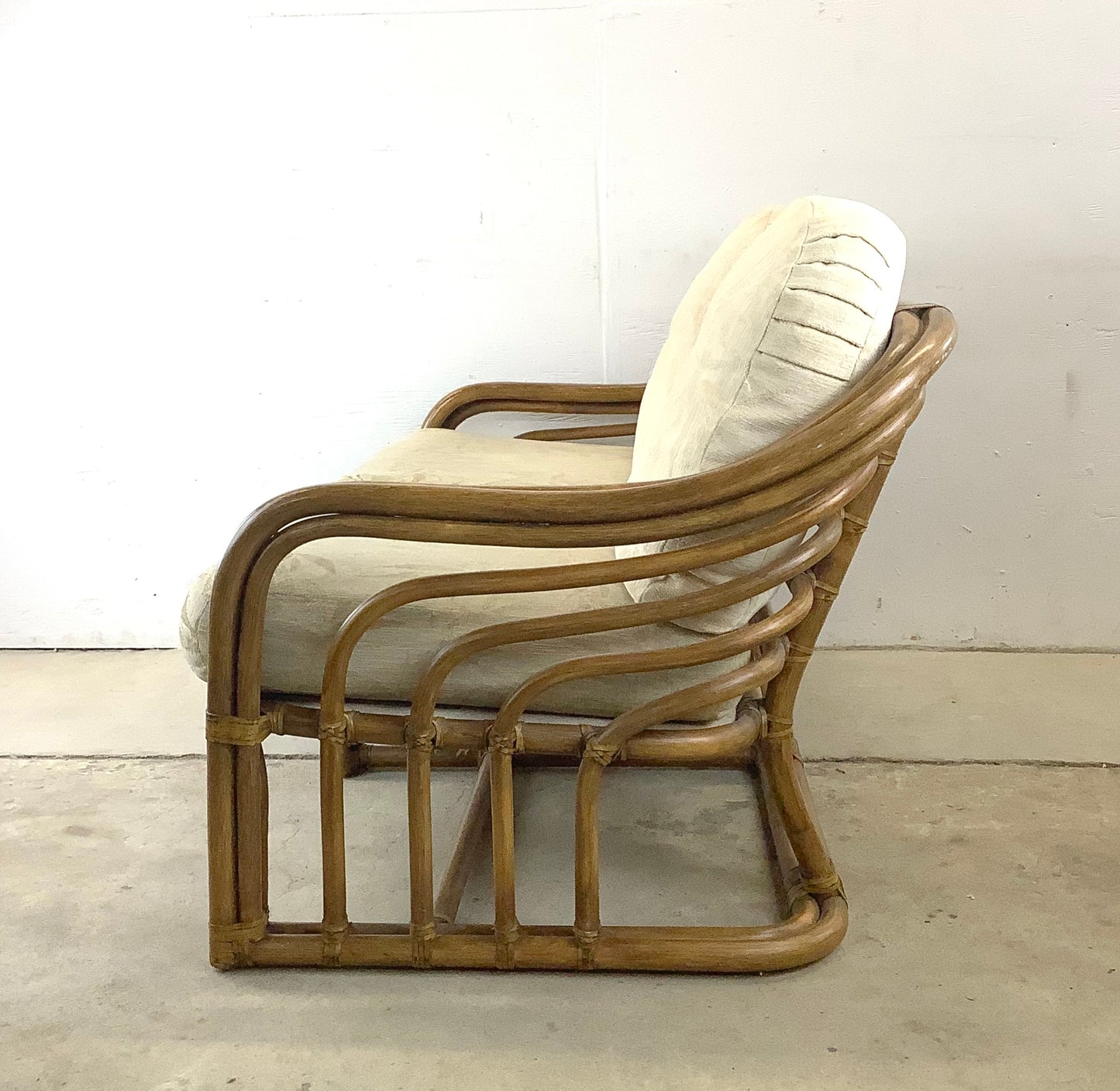 Vintage Coastal Rattan Loveseat