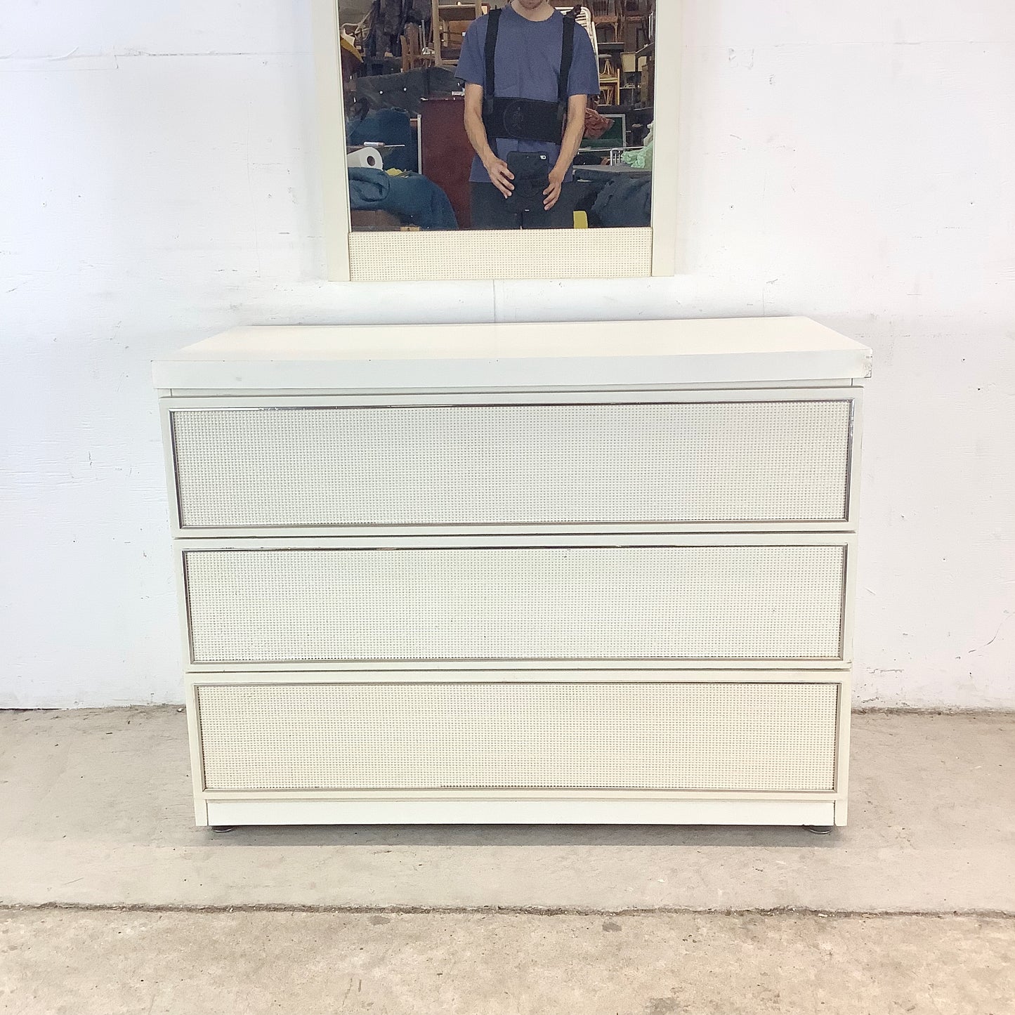 Vintage Modern Three Drawer Dresser With Mirror