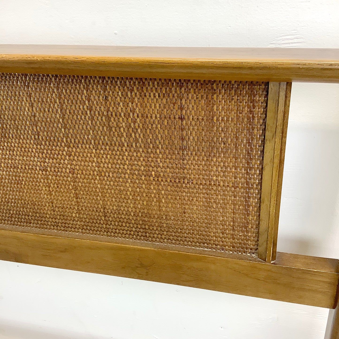 Mid-Century Walnut and Cane Headboard- King Size