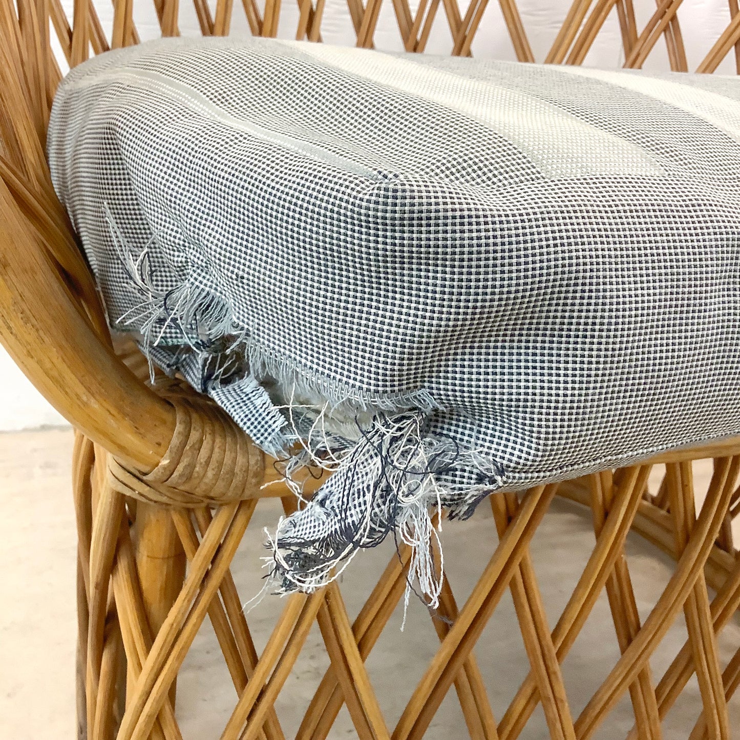 Vintage Split Reed Coastal Accent Chairs