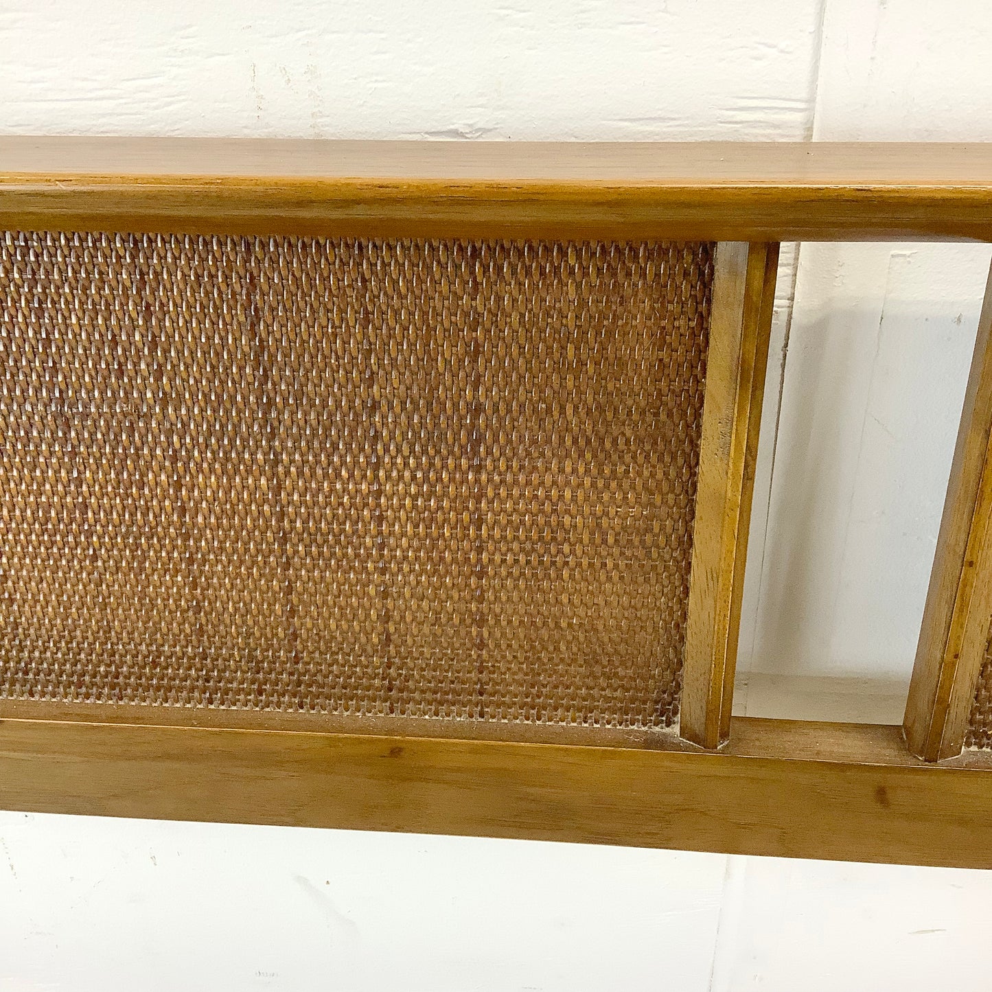 Mid-Century Walnut and Cane Headboard- King Size