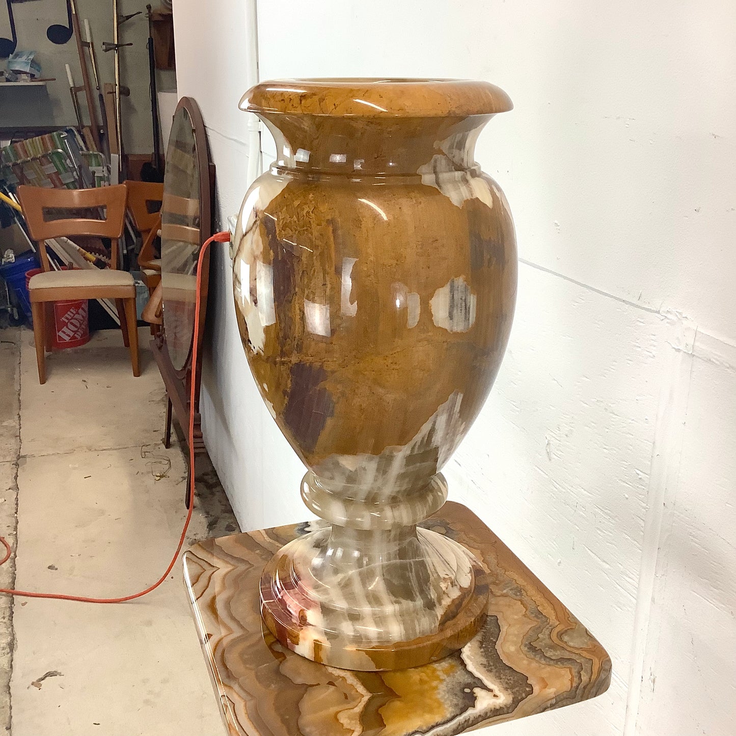 Vintage Column Pedestal with Vase