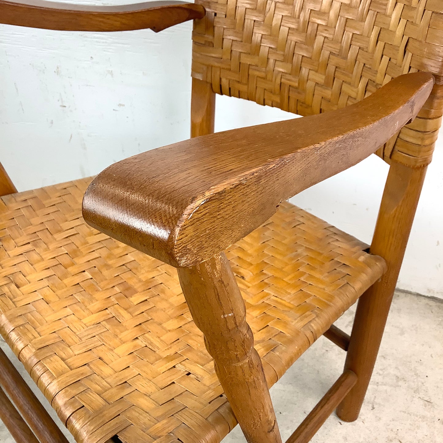 Rustic Vintage Rattan Back Armchair