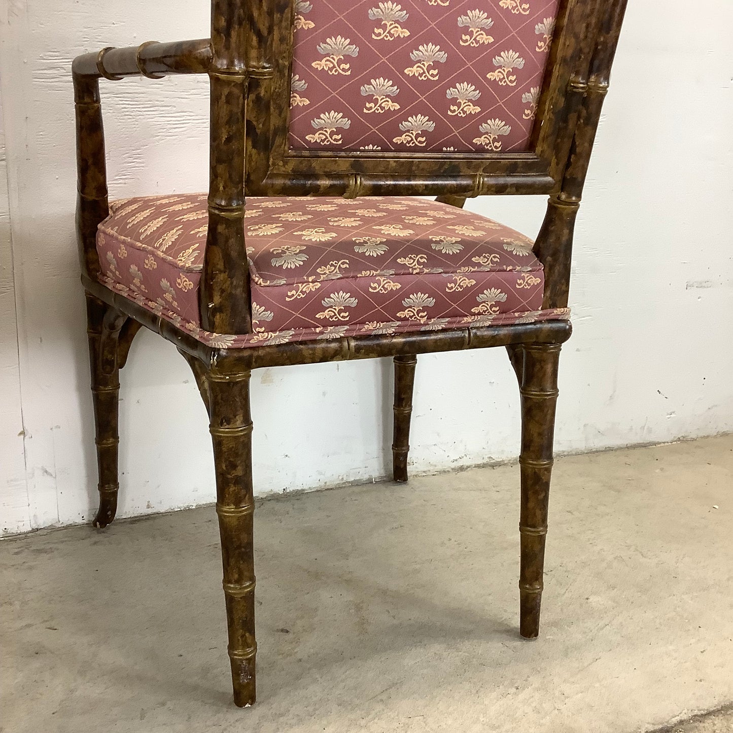 Vintage Regency Faux Bamboo Dining Chairs- set of Six