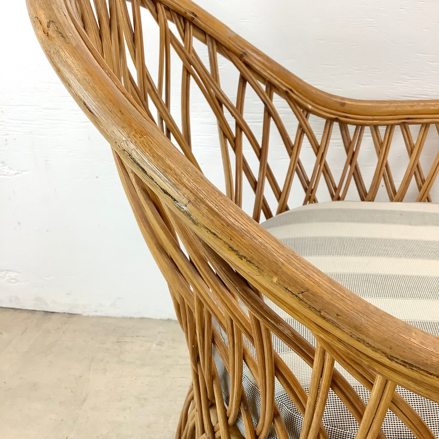 Vintage Split Reed Coastal Accent Chairs