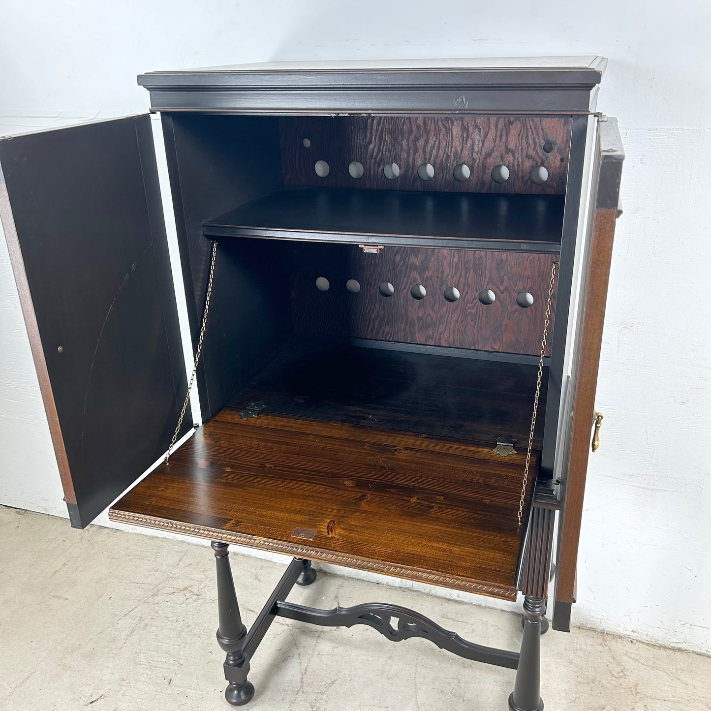 Tall Traditional Modern Bar Cabinet With Dropfront